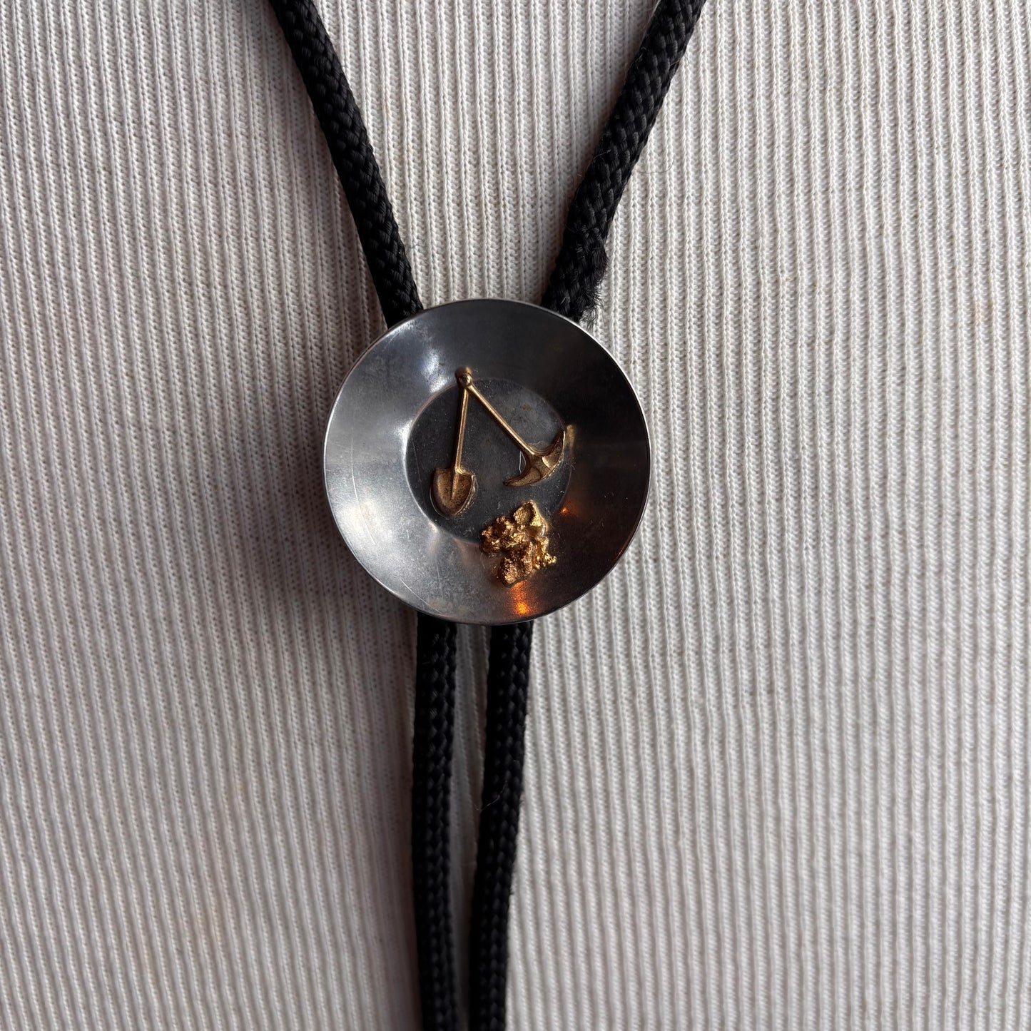 Vintage Gold Mining Bolo on Black Tie