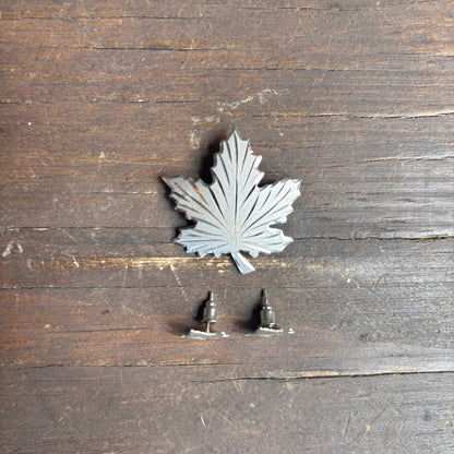 Sterling Silver Maple Leaf Pin and Earrings Set
