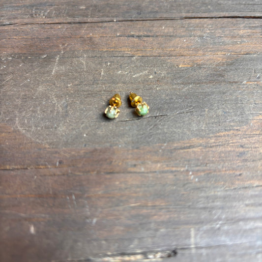 Light Green Stone Stud Earrings