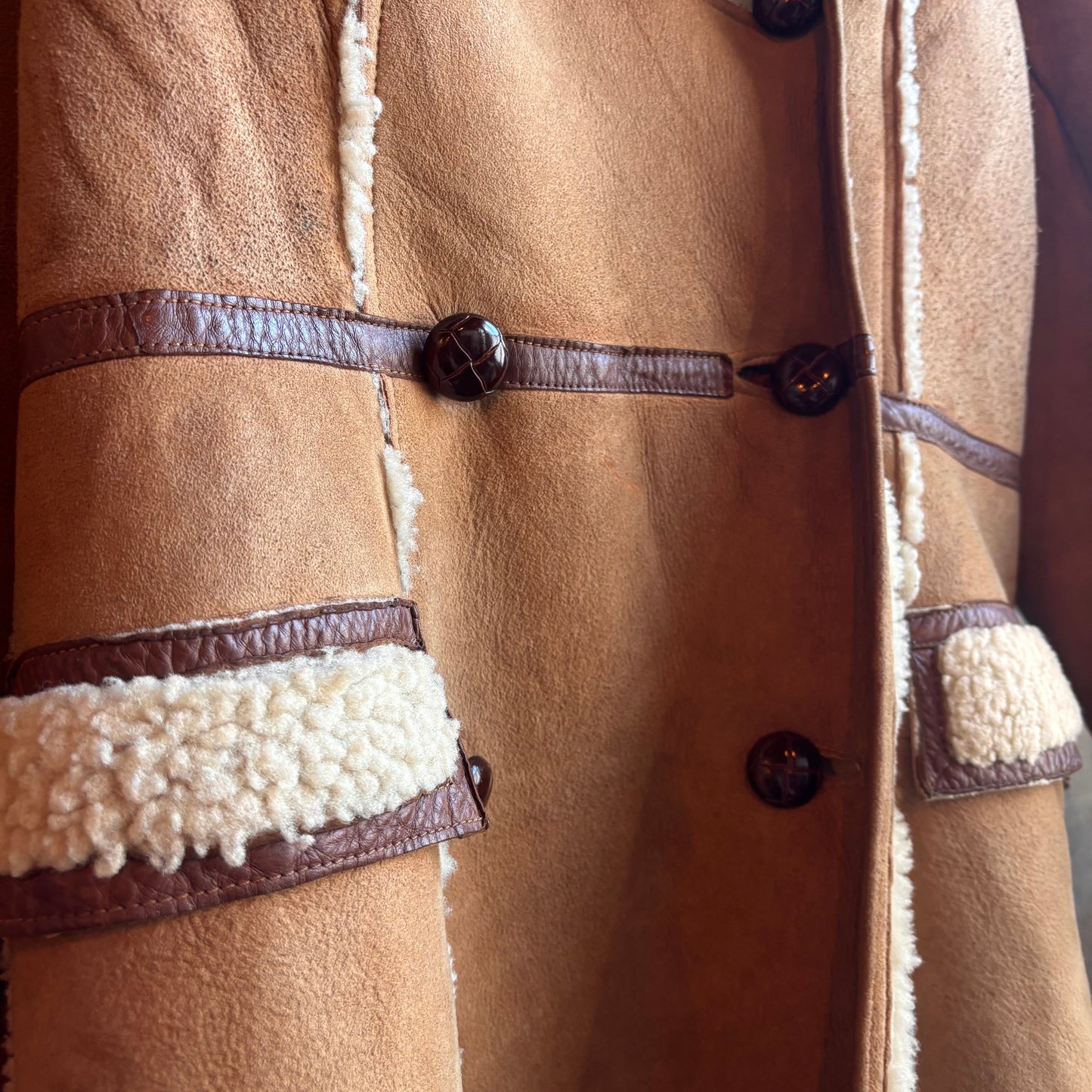 Vintage Leather Shearling Lined Jacket