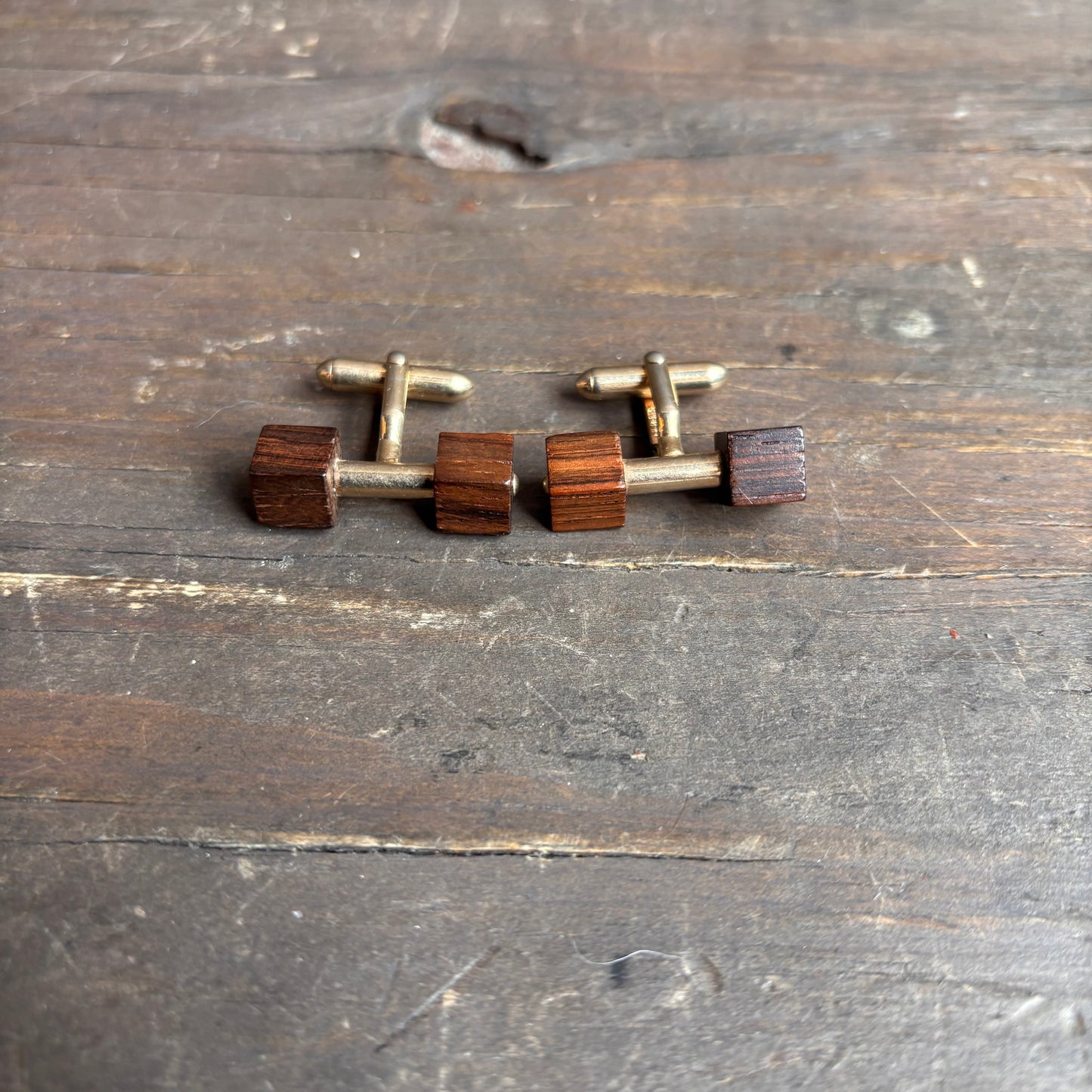 Vintage Wood Block Cuff Links