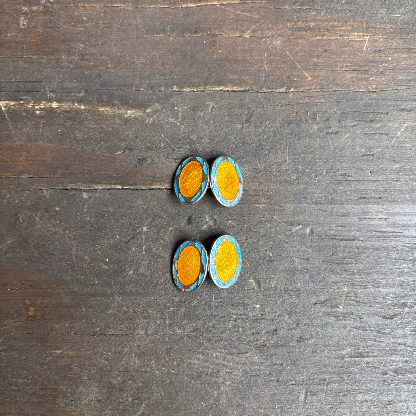 Vintage Enamel Oval Cuff Links