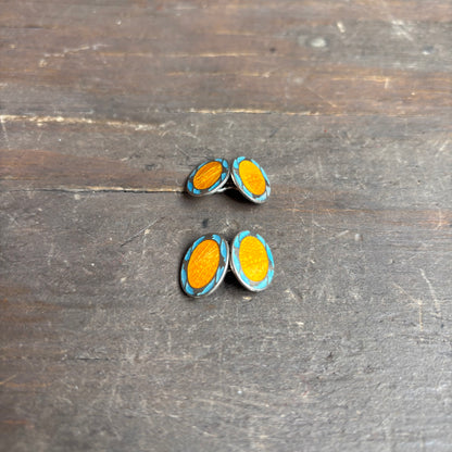 Vintage Enamel Oval Cuff Links
