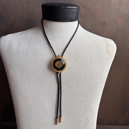 Cityscape Bolo on Black Leather Tie