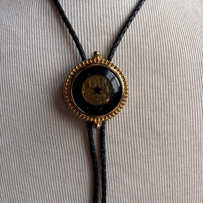 Cityscape Bolo on Black Leather Tie