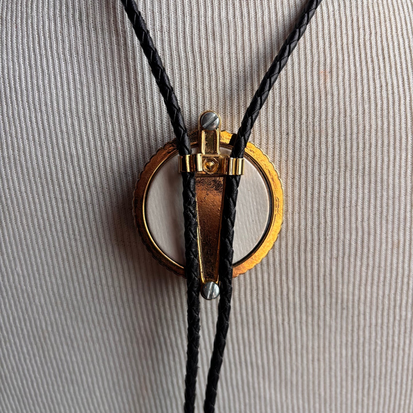 Cityscape Bolo on Black Leather Tie