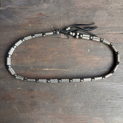 Black Leather Silver Bead Hat Bat