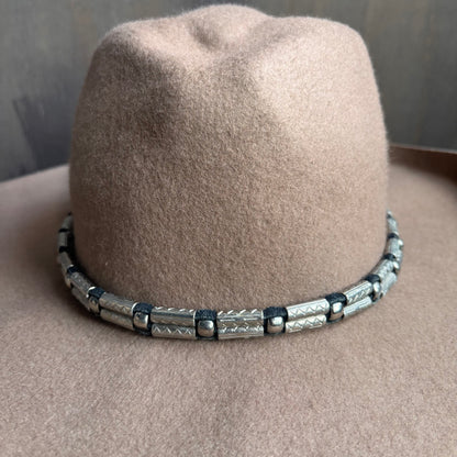 Black Leather Silver Bead Hat Bat