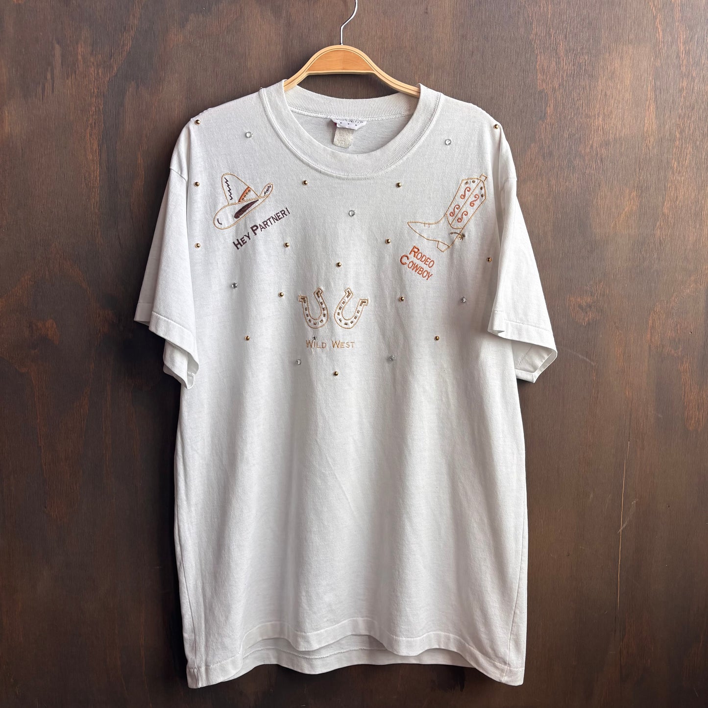 Vintage Western White Bedazzled T-Shirt