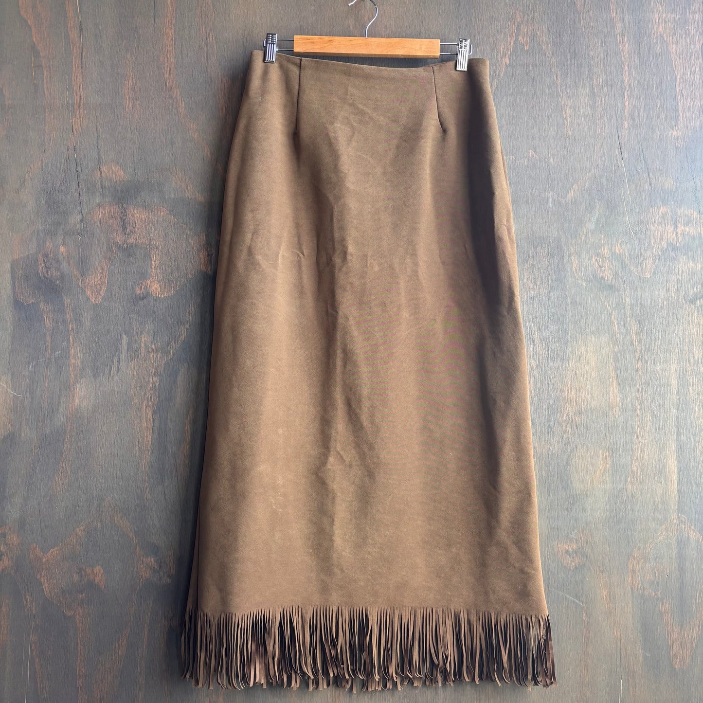Vintage Faux Suede Fringed Skirt