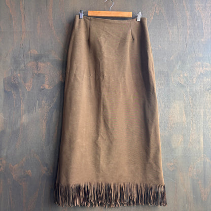 Vintage Faux Suede Fringed Skirt