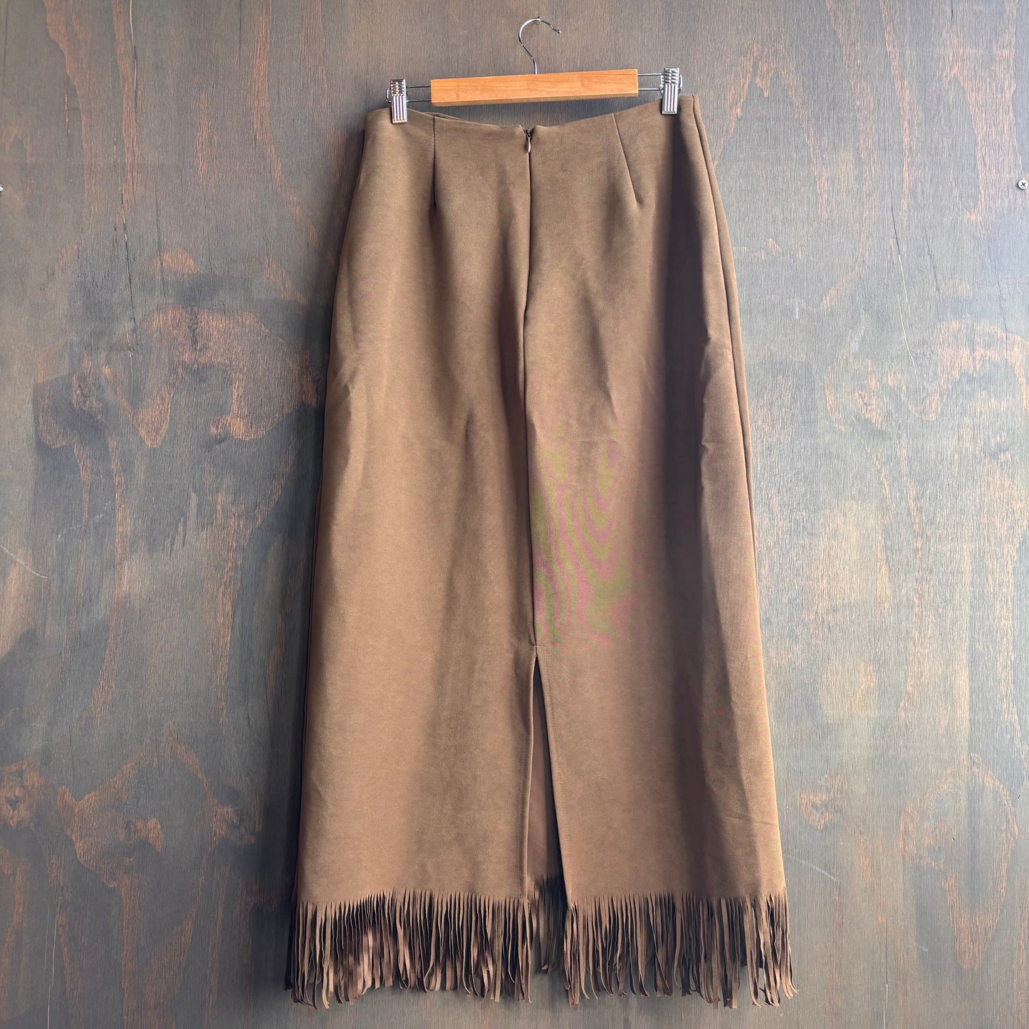 Vintage Faux Suede Fringed Skirt