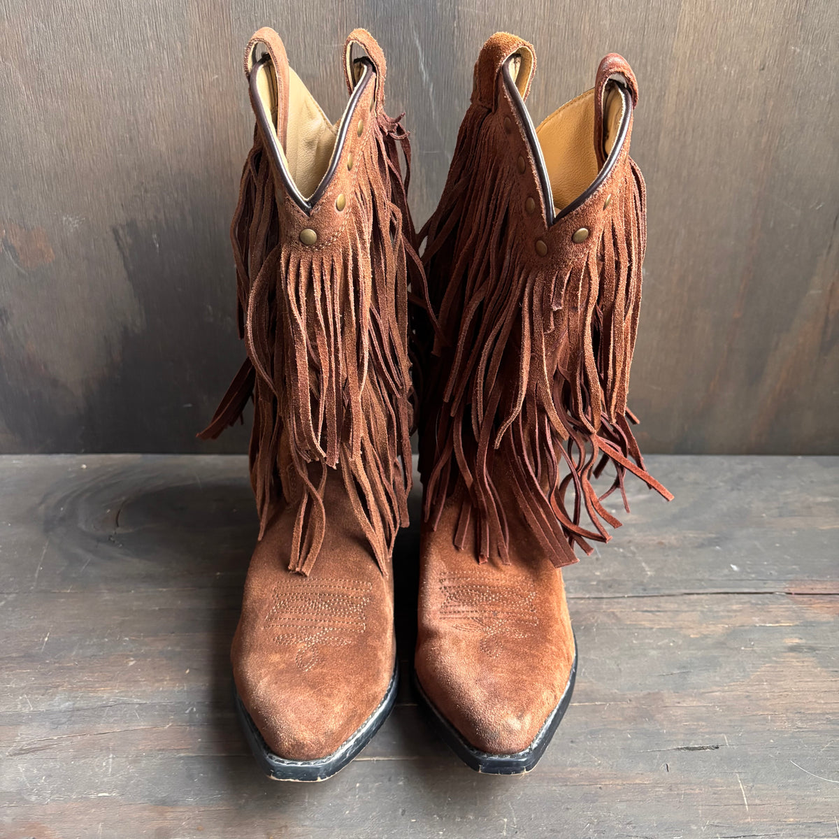 Brown Suede Fringed Boots