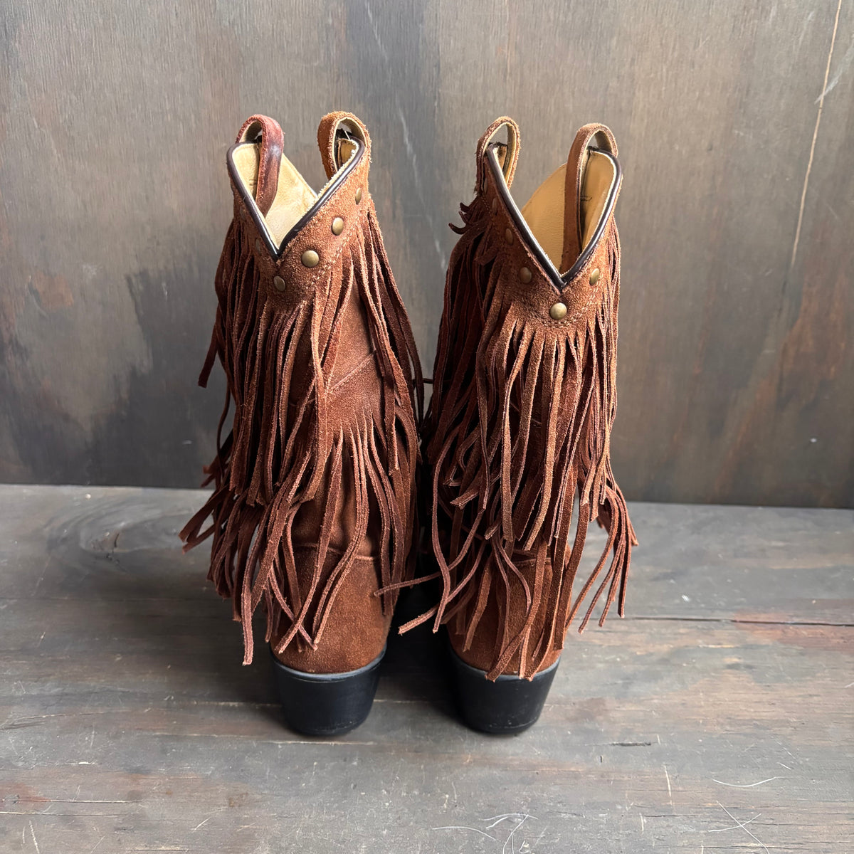 Brown Suede Fringed Boots