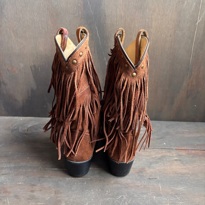 Brown Suede Fringed Boots
