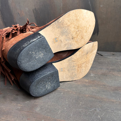 Brown Suede Fringed Boots