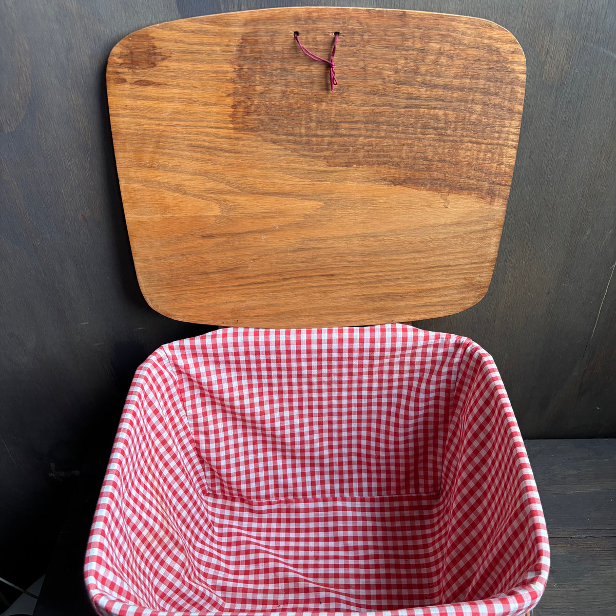 Vintage Red Gingham Picnic Basket