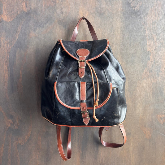 Vintage Leather Two-Tone Backpack