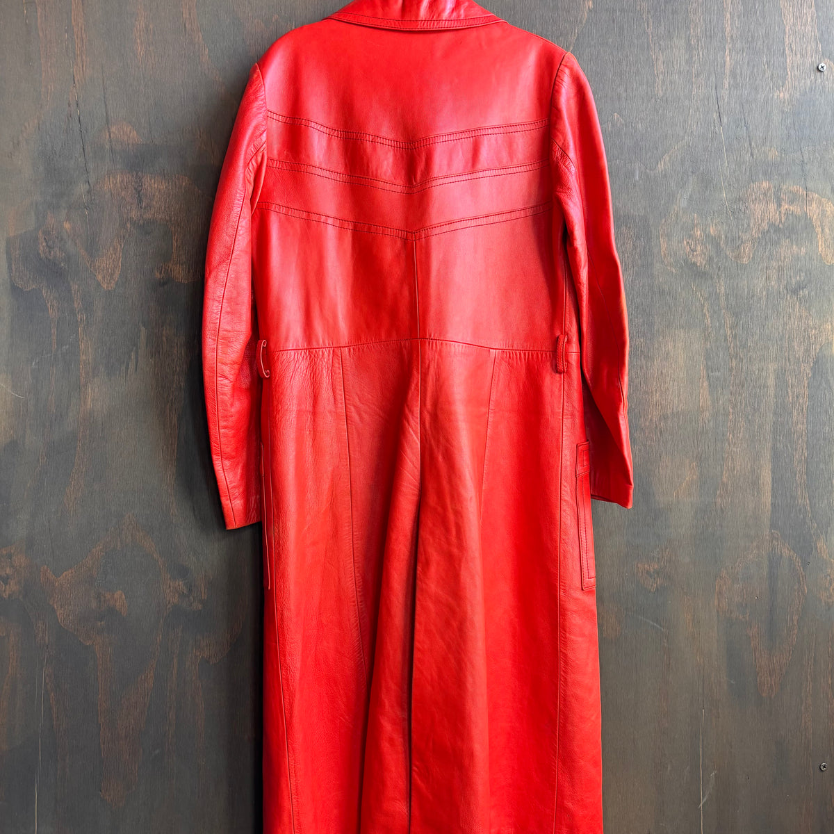 Vintage Red Leather Trench