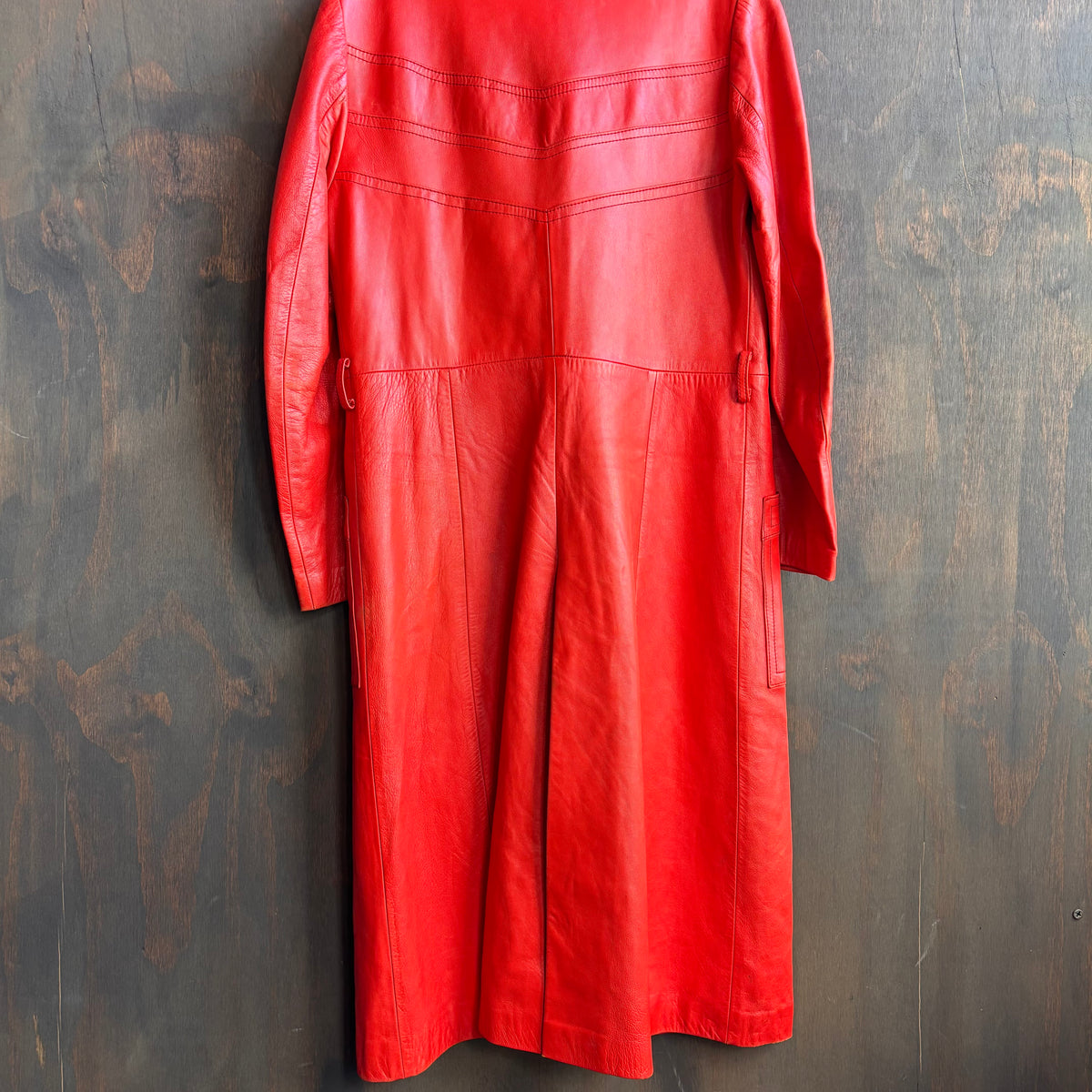 Vintage Red Leather Trench