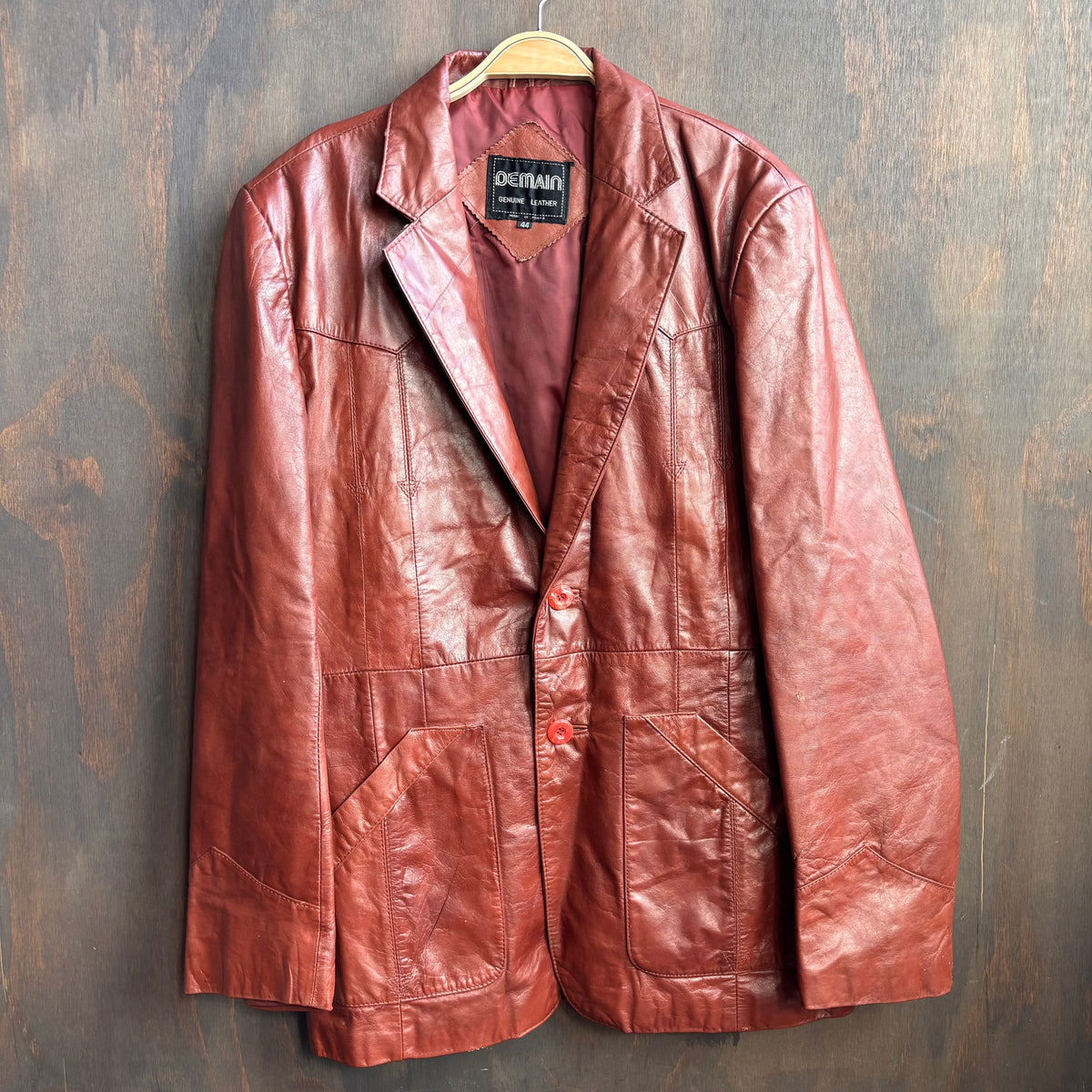 Vintage Brown Leather Blazer