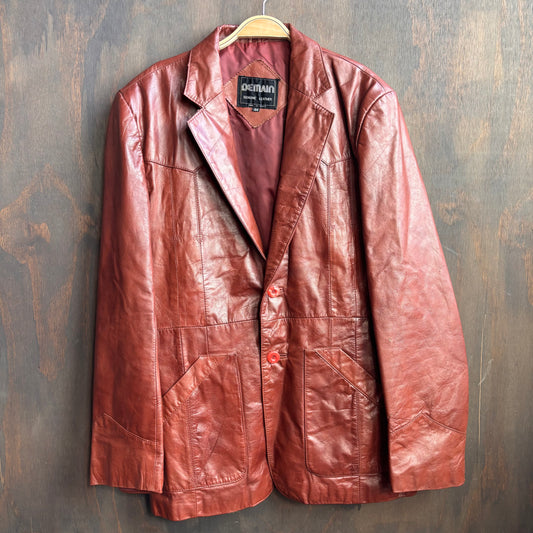 Vintage Brown Leather Blazer