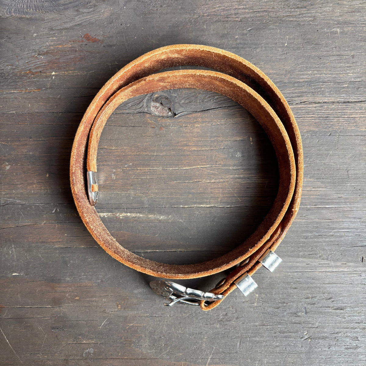 Vintage Beige Tooled Leather Belt