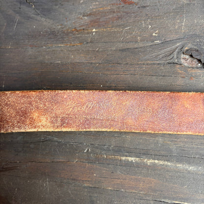 Vintage Beige Tooled Leather Belt