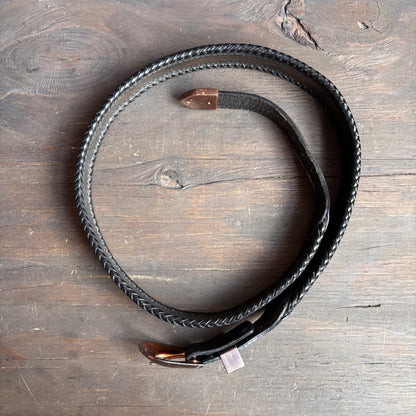 Vintage Black Leather Beaded Belt