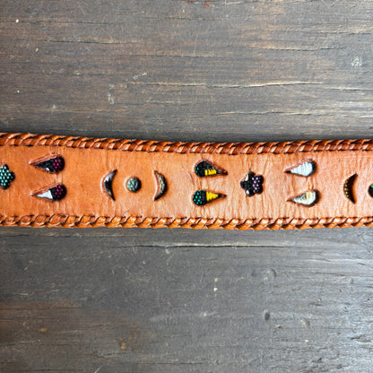 Vintage Perforated Tan Leather Belt