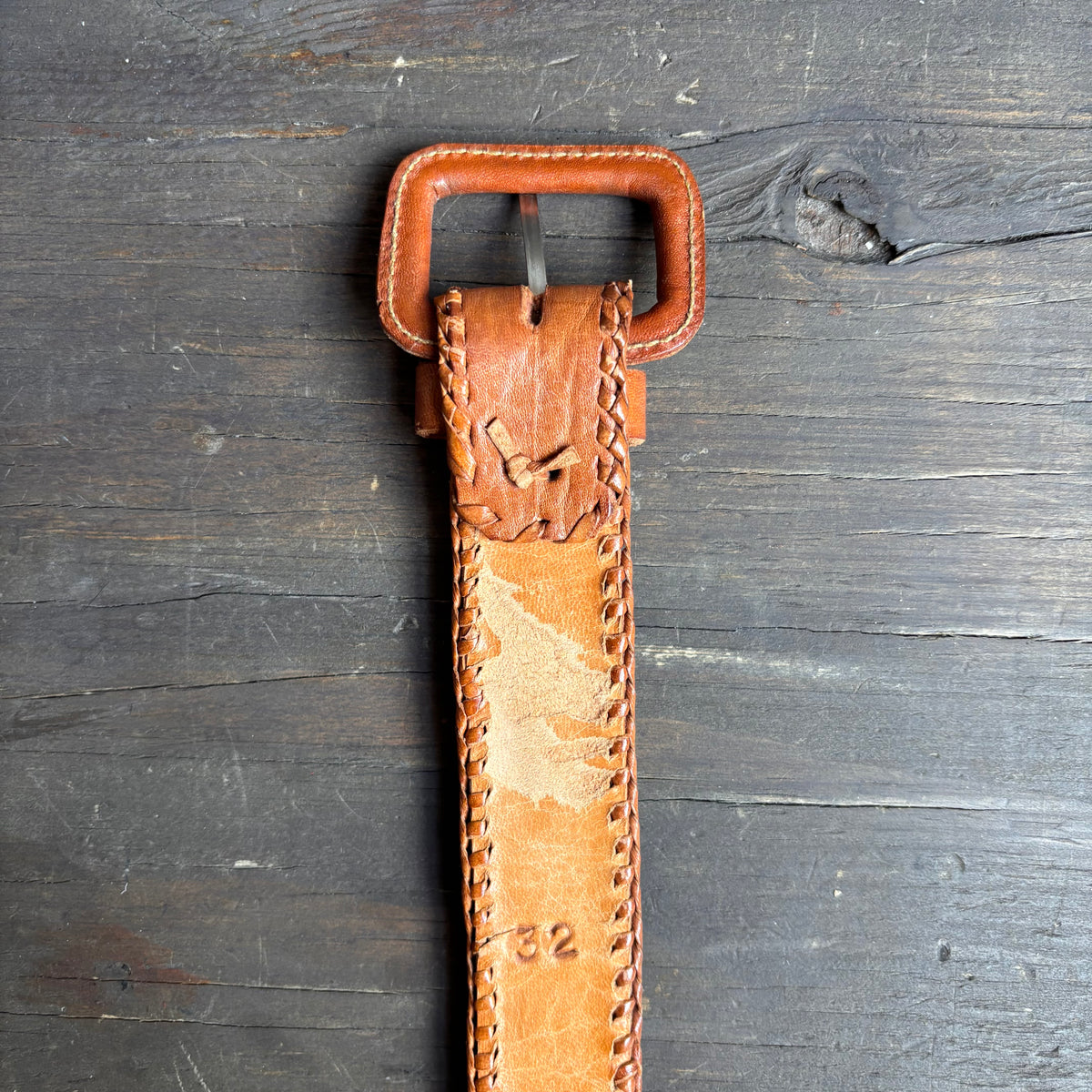 Vintage Perforated Tan Leather Belt