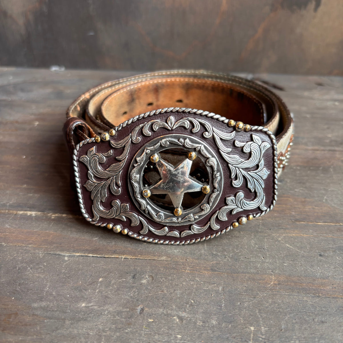 Vintage Tony Lama Two-Tone Embellished Belt
