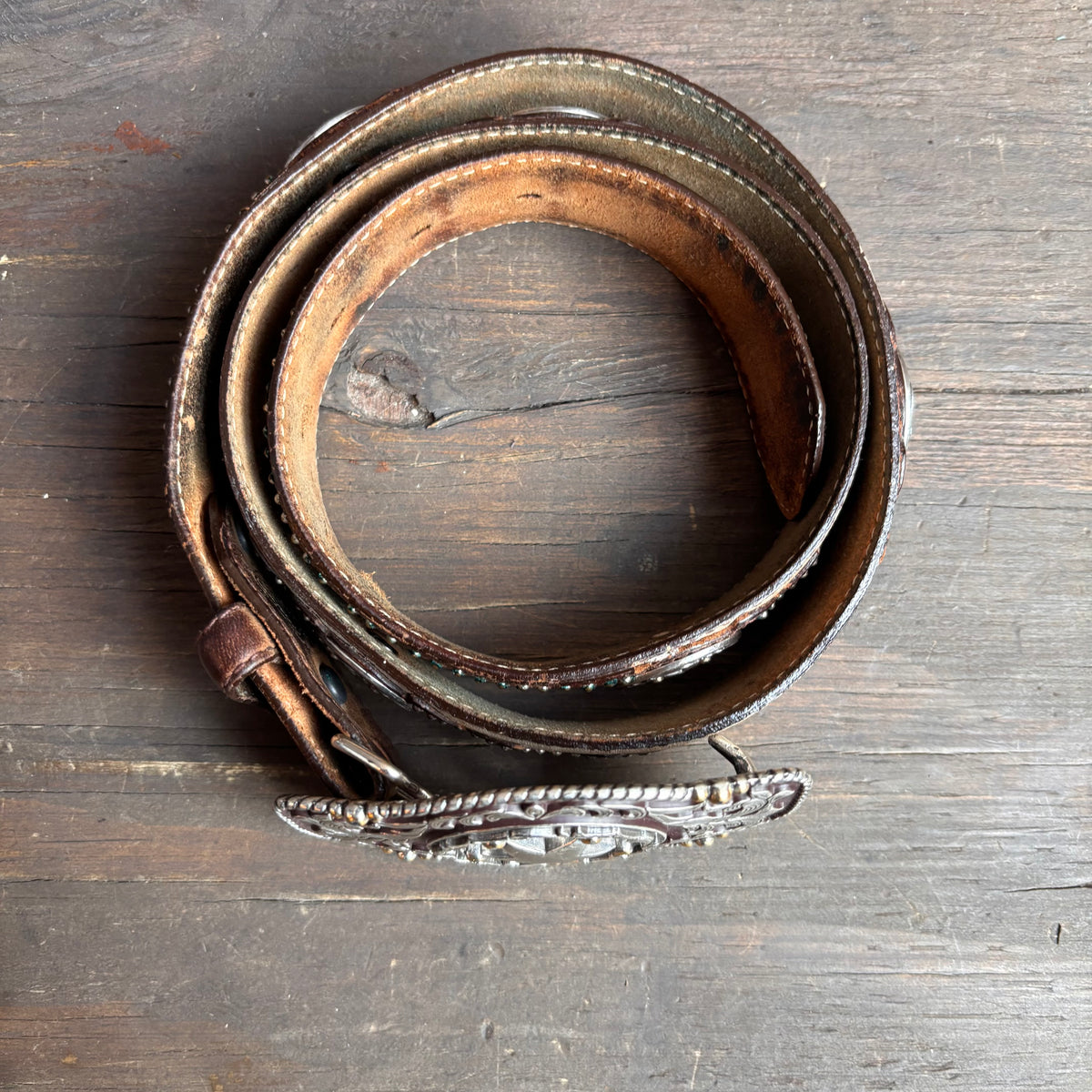 Vintage Tony Lama Two-Tone Embellished Belt