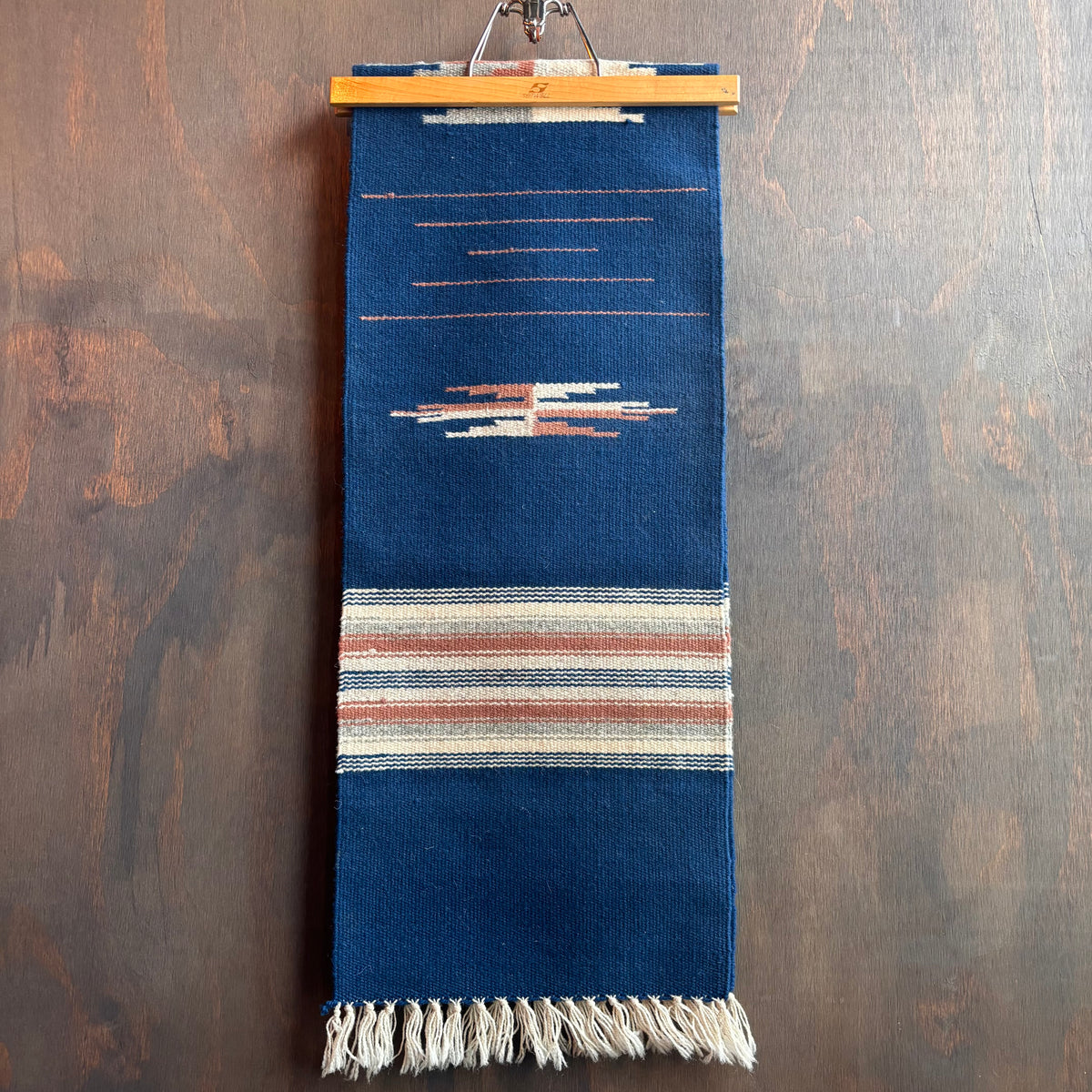 Vintage Ortega Blue Wool Table Runner