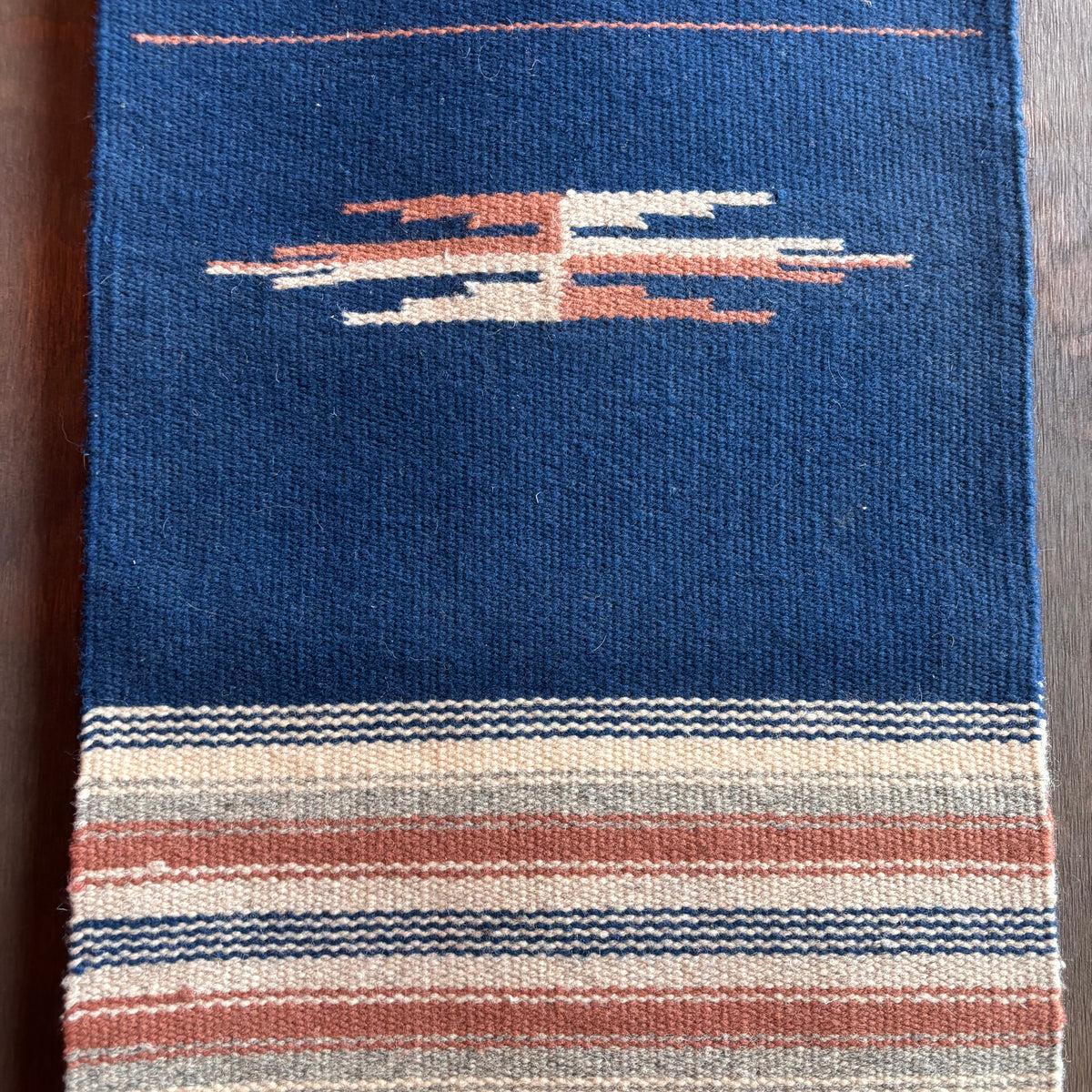 Vintage Ortega Blue Wool Table Runner