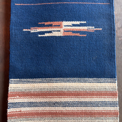 Vintage Ortega Blue Wool Table Runner