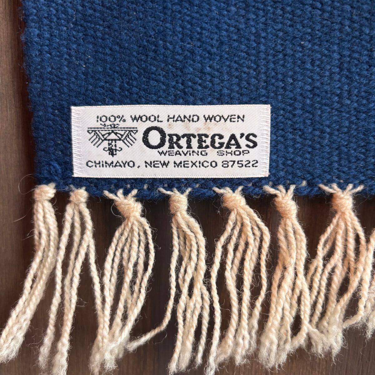Vintage Ortega Blue Wool Table Runner