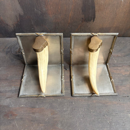 Faux Ivory Tusk Bookends