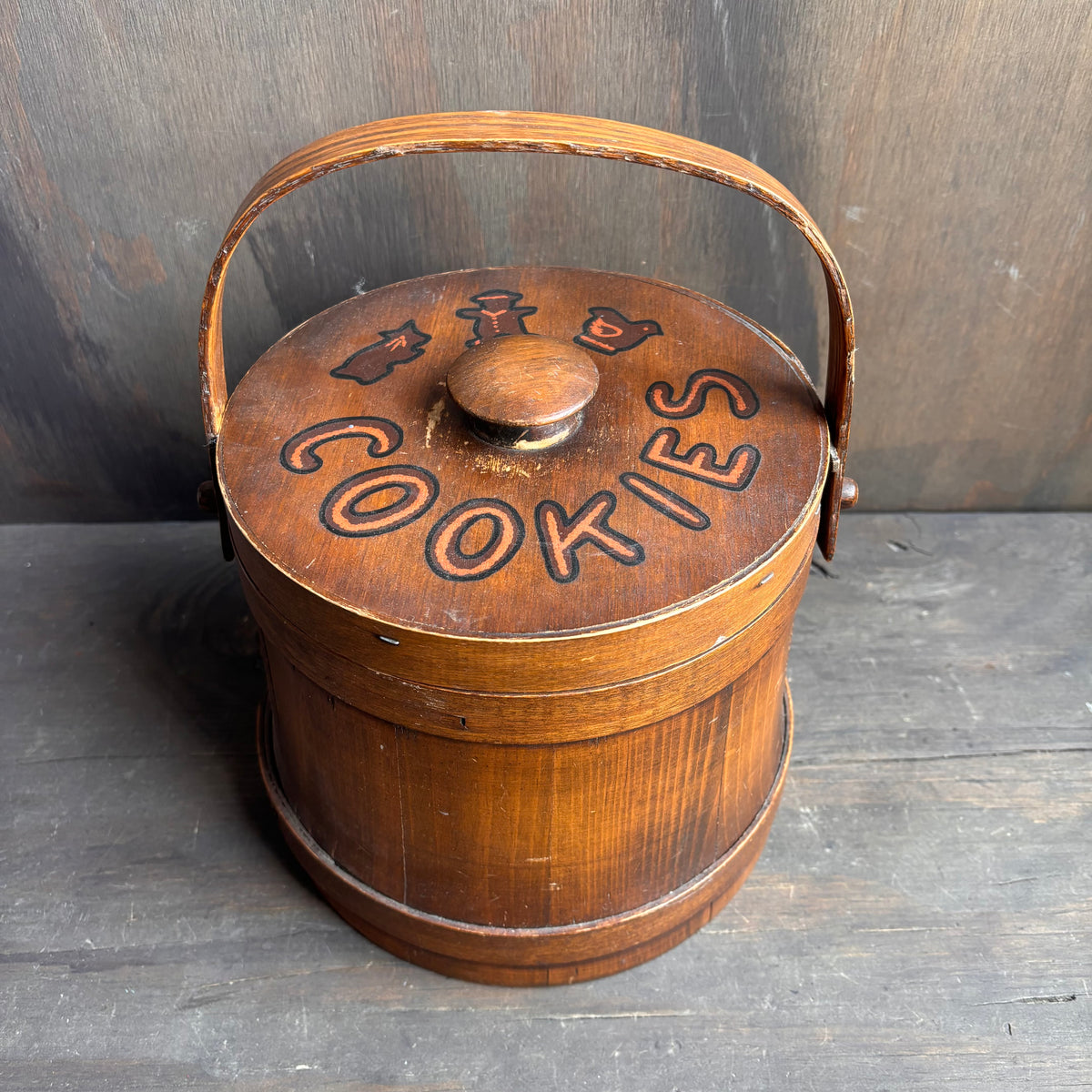 Vintage Wood Cookie Jar