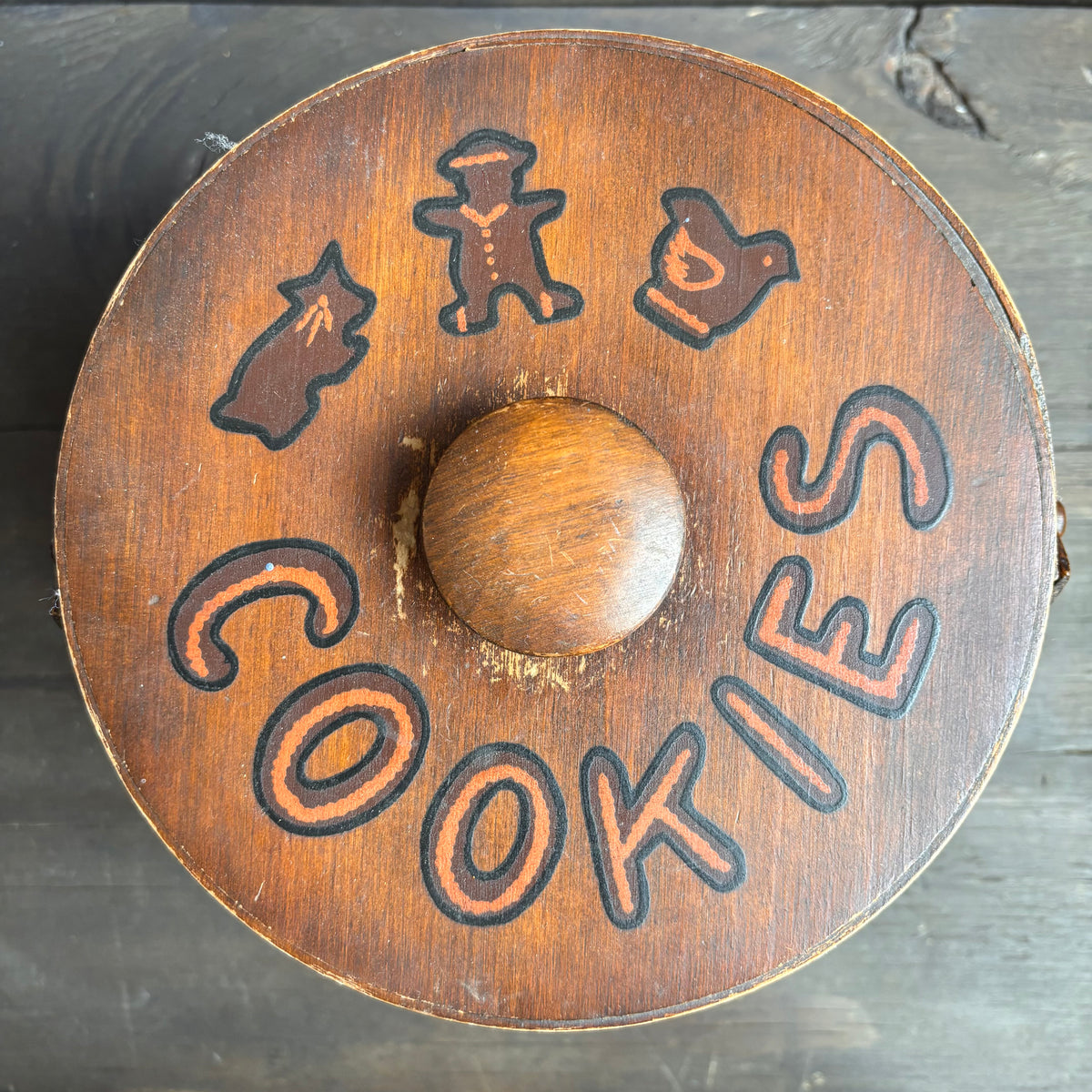 Vintage Wood Cookie Jar