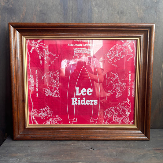 Vintage Lee Jeans Red Bandana in Wood Frame