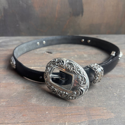 Vintage Brighton Black Leather Concho Belt