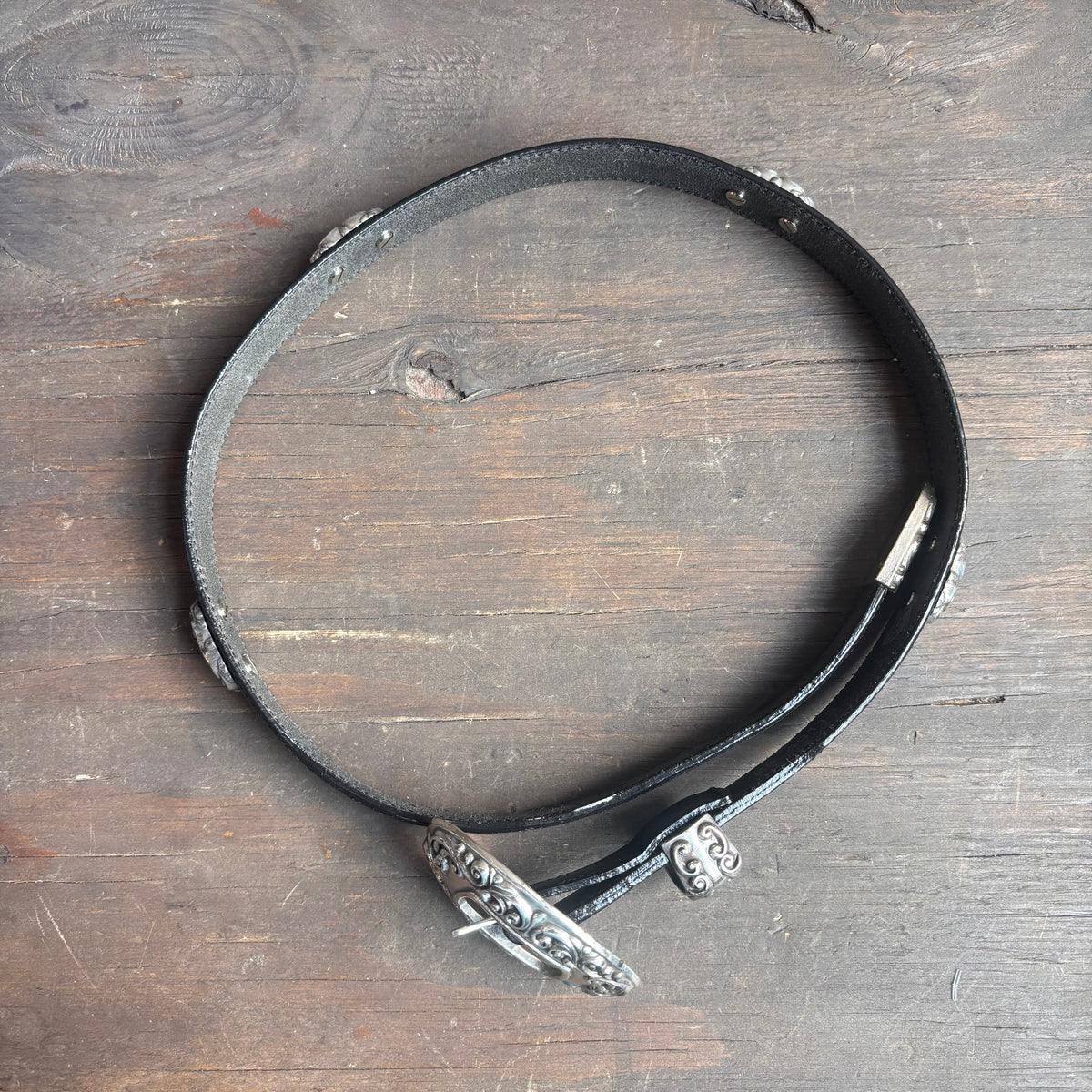 Vintage Brighton Black Leather Concho Belt