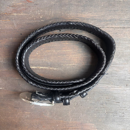 Black Leather Belt with Decorative Buckle