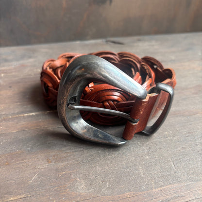 Vintage Tan Leather Braided Belt