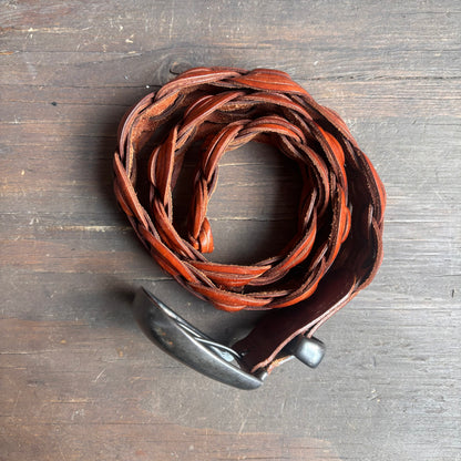 Vintage Tan Leather Braided Belt