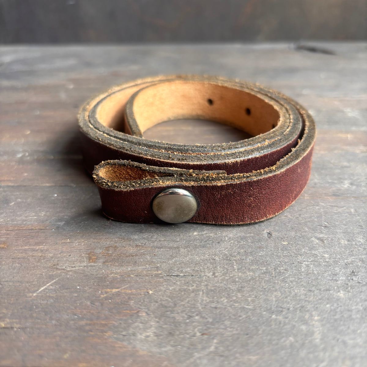Vintage Thin Brown Leather Belt