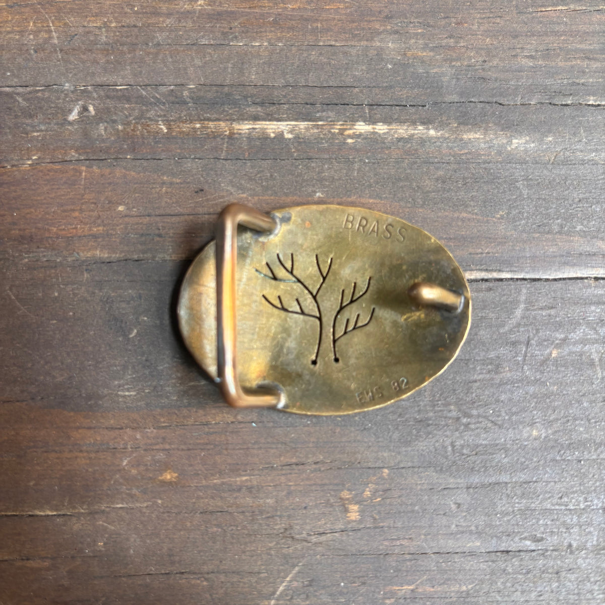Vintage Brass Tree Belt Buckle
