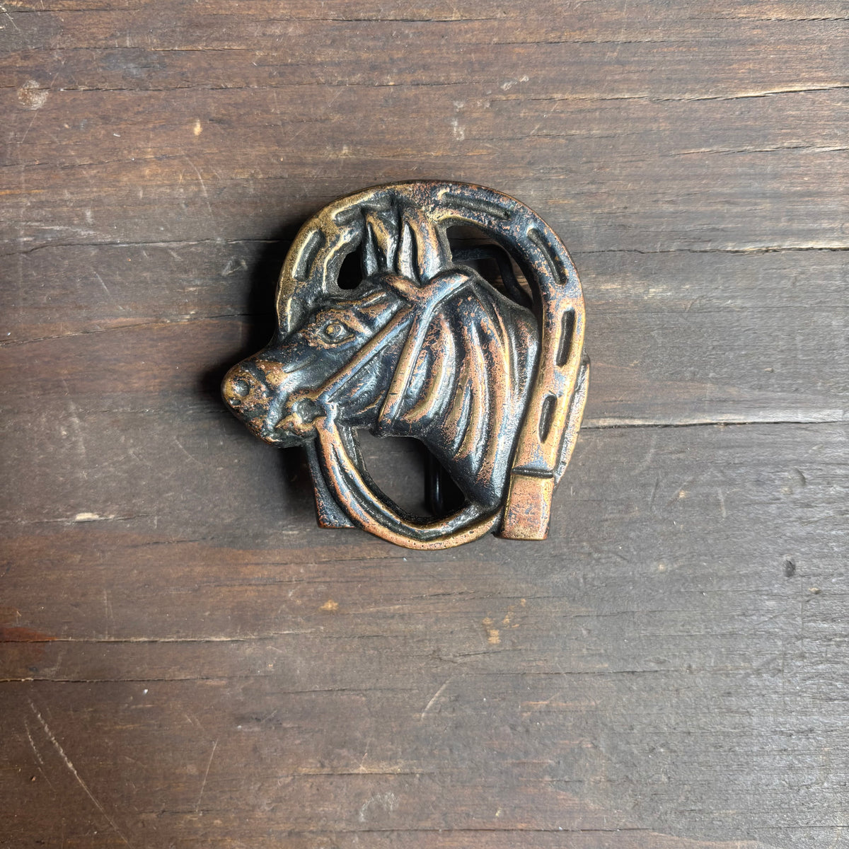 Vintage Brass Horse Head Belt Buckle
