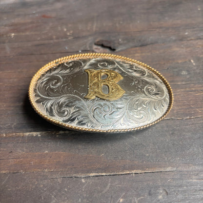German Silver "B" Belt Buckle